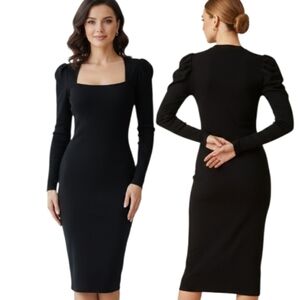 ELIZA J Classic Black Puff Sleeve Sweater Dress - Size M